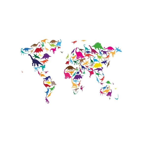 Art.com Dinosaur Map of the World Map Art Print by Michael Tompsett, 36" x 24"