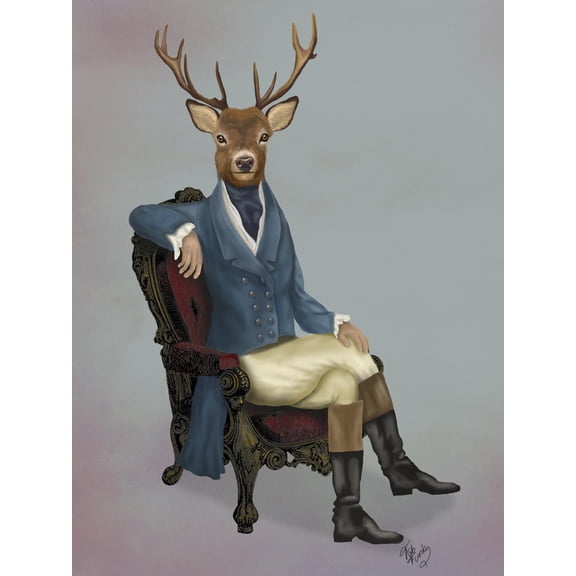 Art.com Distinguished Deer Full Art Print by Fab Funky, 12" x 16"