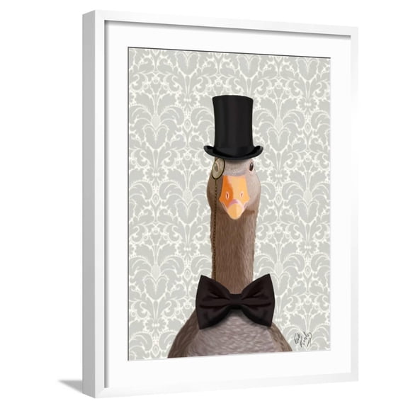 Art.com Distinguished Goose Art Print by Fab Funky, White Frame Wall Art, 23" x 29"