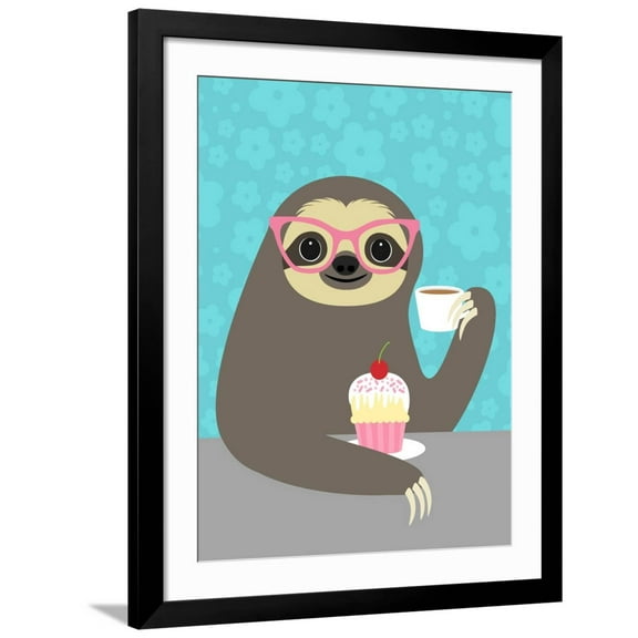Art.com Diva Sloth Art Print by Nancy Lee, Black Frame Wall Art, 32" x 40"