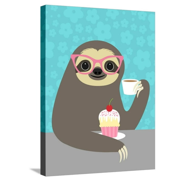 Art.com Diva Sloth Stretched Canvas Print Wall Art by Nancy Lee, 18" x 24"
