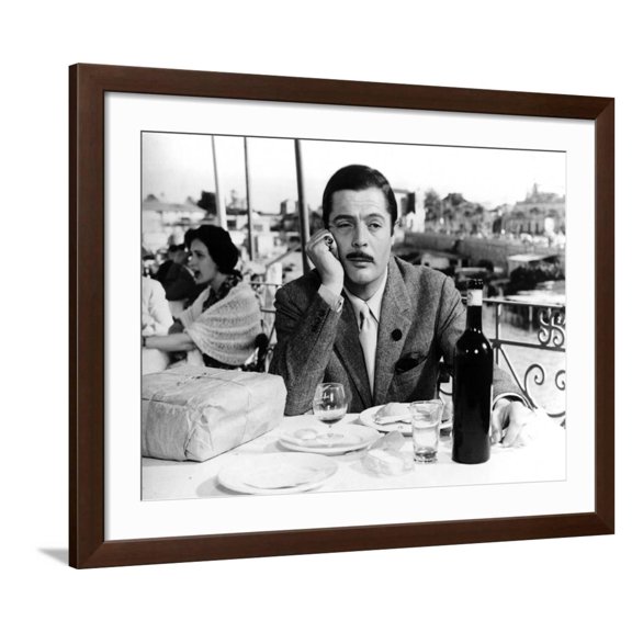Art.com Divorce - Italian Style, Marcello Mastroianni, 1961 Photo, Brown Frame Wall Art, 40" x 32"