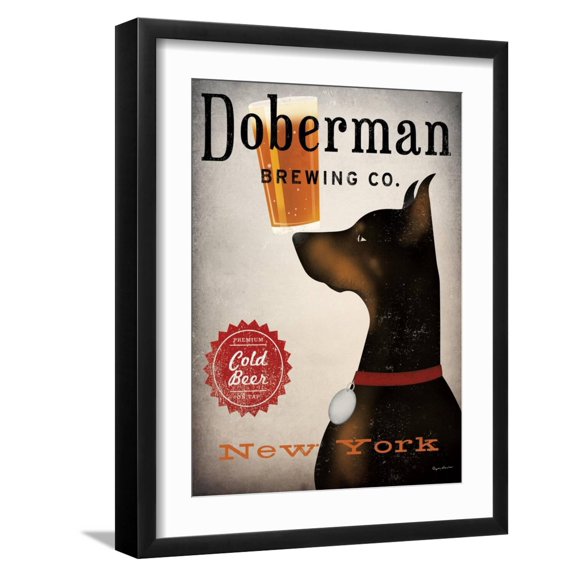 Art.com Doberman Brewing Company NY Art Print by Ryan Fowler, Black Frame Wall Art, 17" x 21"