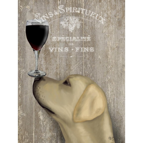 Art.com Dog Au Vin Yellow Labrador Art Print by Fab Funky, 12" x 16"