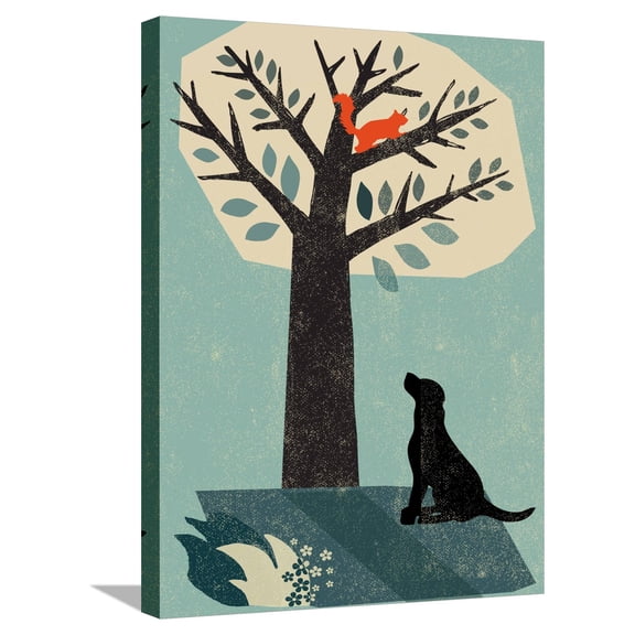 Art.com Dog and Squirrel Stretched Canvas Print Wall Art by Rocket 68, 18" x 24"