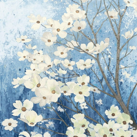 Art.com Dogwood Blossoms I Indigo Art Print by James Wiens, 16" x 16"