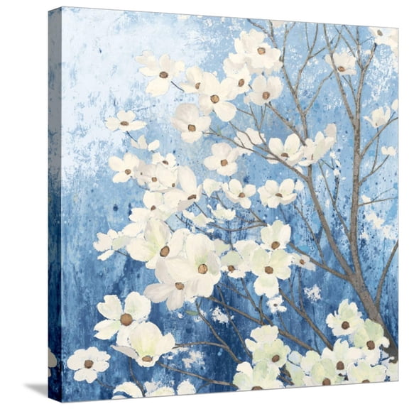 Art.com Dogwood Blossoms I Indigo Stretched Canvas Print Wall Art by James Wiens, 24" x 24"