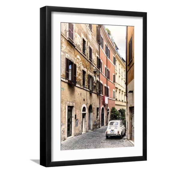 Art.com Dolce Vita Rome Collection - Fiat 500 in Rome II Photographic Print by Philippe Hugonnard, Black Frame Wall Art, 17" x 23"