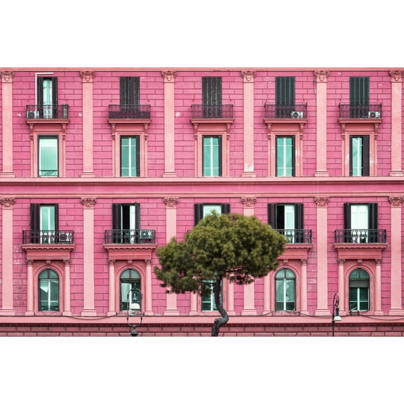 Art.com Dolce Vita Rome Collection - Pink Building Facade Photographic Print by Philippe Hugonnard, 18" x 12"