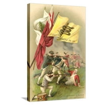 Art.com Don't Tread on Me Flag, Battle Scene Stretched Canvas Print Wall Art, 16" x 24"