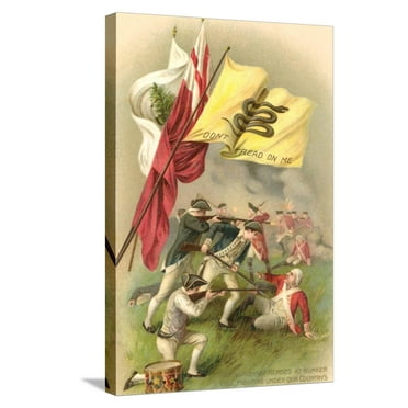 Art.com Don't Tread on Me Flag, Battle Scene Stretched Canvas Print Wall Art, 16" x 24"