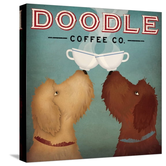 Art.com Doodle Coffee Double I Stretched Canvas Print Wall Art by Ryan Fowler, 16" x 16"