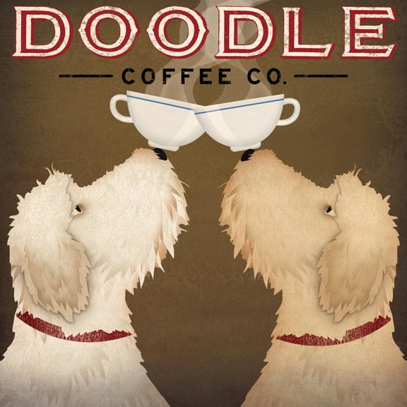 Art.com Doodle Coffee Double II Art Print by Ryan Fowler, 16" x 16"
