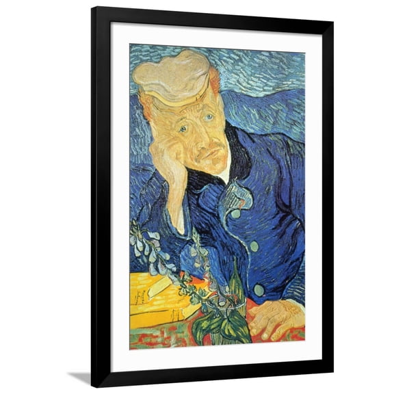 Art.com Dr. Paul Gachet Art Print by Vincent van Gogh, Black Frame Wall Art, 32" x 44"