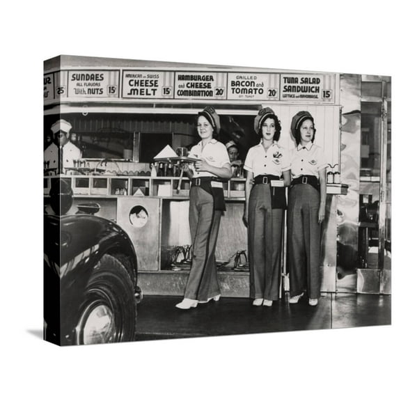 Art.com Drive-In Restaurant in Hollywood, Los Angeles Stretched Canvas Print Wall Art, 16" x 12"