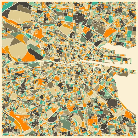 Art.com Dublin Map Art Print by Jazzberry Blue, 16" x 16"