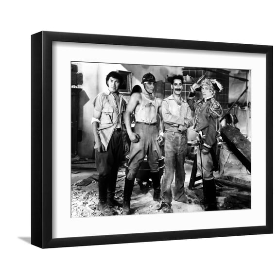 Art.com Duck Soup, Chico Marx, Zeppo Marx, Groucho Marx, Harpo, 1933 Photo, Black Frame Wall Art, 21" x 17"