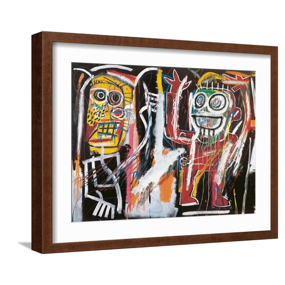 Art.com Dustheads, 1982 Giclee Print by Jean-Michel Basquiat, Brown Frame Wall Art, 21" x 17"