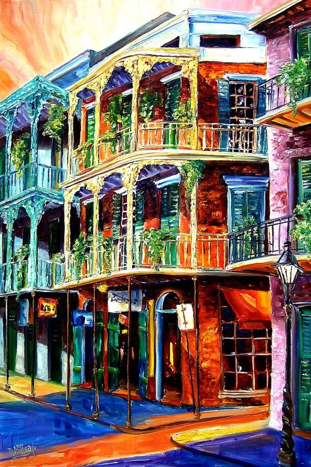 Vibrant New Orleans Street Scene Canvas Print, 12" x 18"
