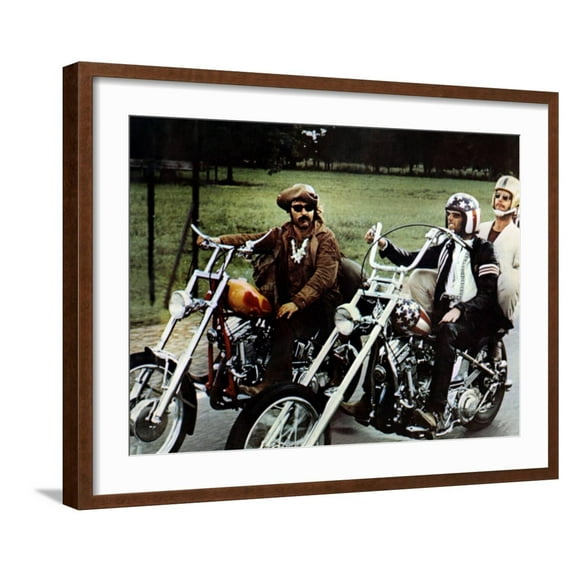 Art.com Easy Rider, Dennis Hopper, Peter Fonda, Jack Nicholson, 1969 Photo, Brown Frame Wall Art, 29" x 23"