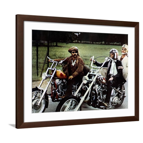 Art.com Easy Rider, Dennis Hopper, Peter Fonda, Jack Nicholson, 1969 Photo, Brown Frame Wall Art, 40" x 32"