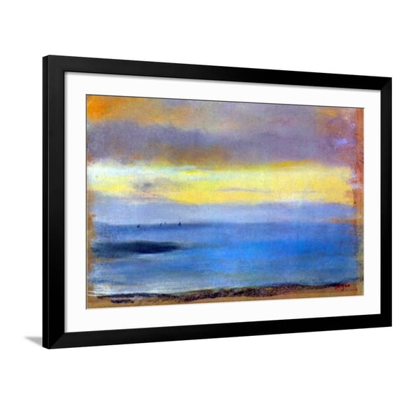 Art.com Edgar Degas Coastal Strip at Sunset Art Print by Edgar Degas, Black Frame Wall Art, 44" x 32"