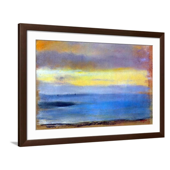 Art.com Edgar Degas Coastal Strip at Sunset Art Print by Edgar Degas, Brown Frame Wall Art, 44" x 32"