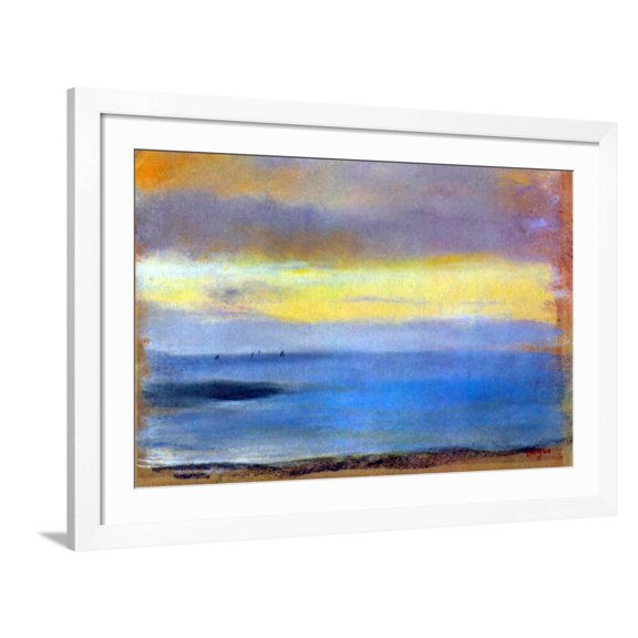 Art.com Edgar Degas Coastal Strip at Sunset Art Print by Edgar Degas, White Frame Wall Art, 44" x 32"