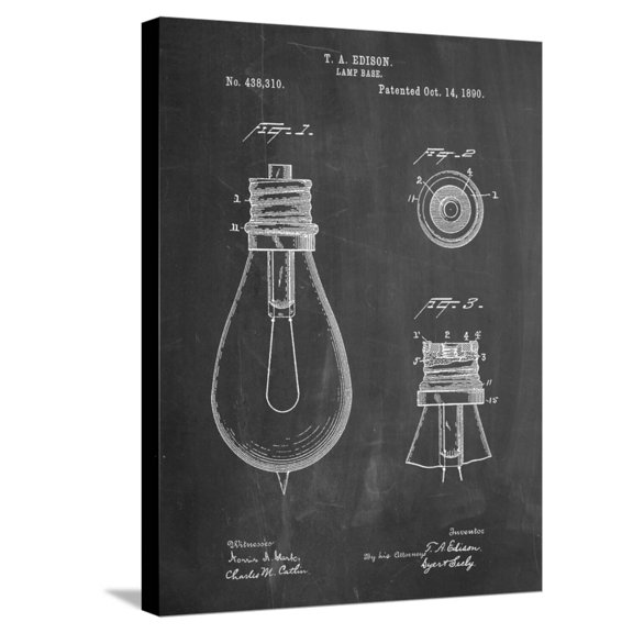 Art.com Edison Lamp Base Patent Print Stretched Canvas Print Wall Art by Cole Borders, 18" x 24"