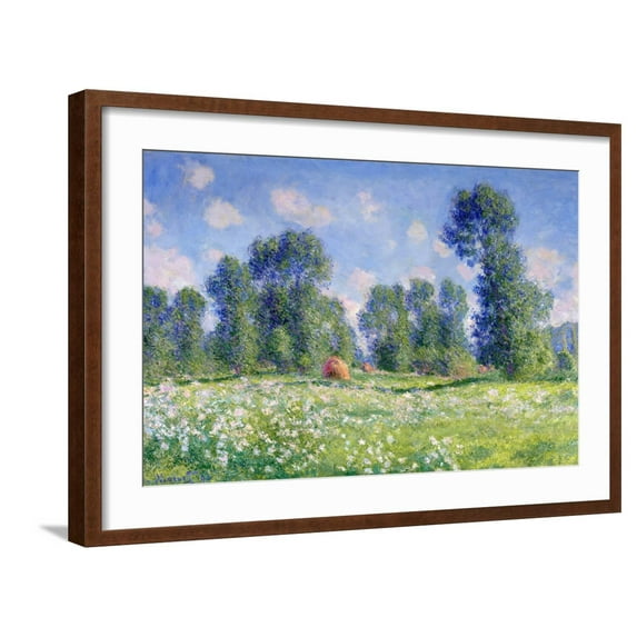 Art.com Effect of Spring, Giverny, 1890 Giclee Print by Claude Monet, Brown Frame Wall Art, 29" x 21"