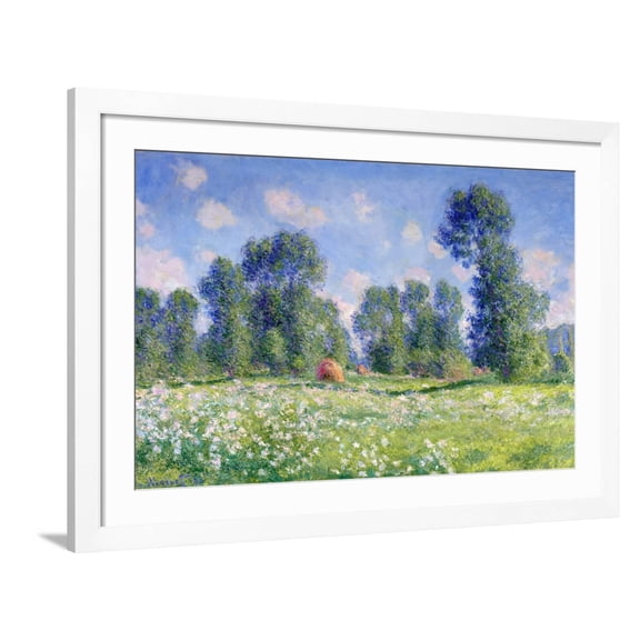 Art.com Effect of Spring, Giverny, 1890 Giclee Print by Claude Monet, White Frame Wall Art, 44" x 32"