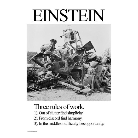 Art.com Einstein; Three Rules of Work Art Print by Wilbur Pierce, 12" x 16"