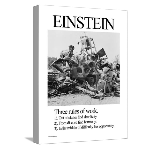 Art.com Einstein; Three Rules of Work Stretched Canvas Print Wall Art by Wilbur Pierce, 12" x 16"