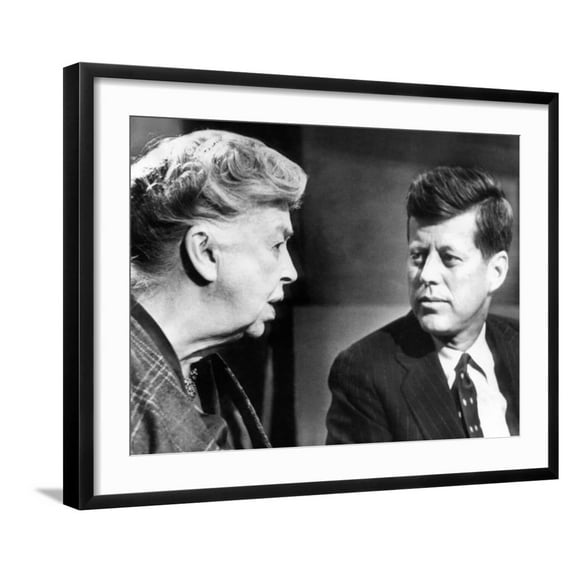 Art.com Eleanor Roosevelt and Sen John F Kennedy in a Public Appearance at Brandeis University Photo, Black Frame Wall Art, 29" x 23"