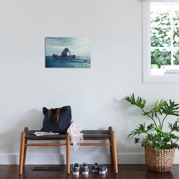 Art.com Elephant in a boat at sea. Art Print by Orlando Rosu, 24" x 16"