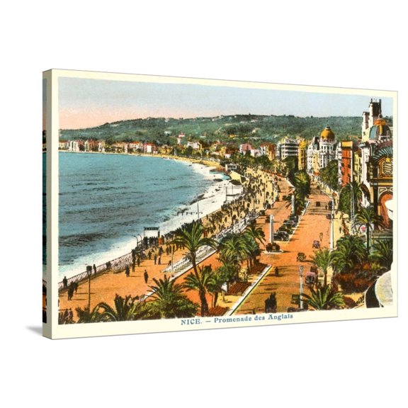 Art.com English Promenade, Nice, France Stretched Canvas Print Wall Art, 36" x 24"