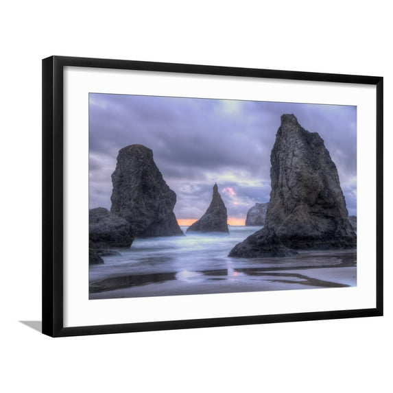 Art.com Ethereal Bandon Seascape, Oregon Coast Photographic Print by Vincent James, Black Frame Wall Art, 29" x 21"