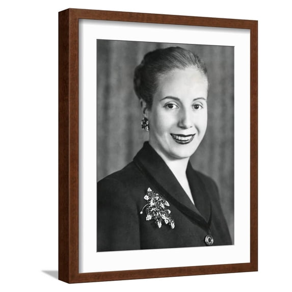 Art.com Eva Duarte De Peron, Wife of Argentine President Juan Domingo Peron Photo, Brown Frame Wall Art, 17" x 21"