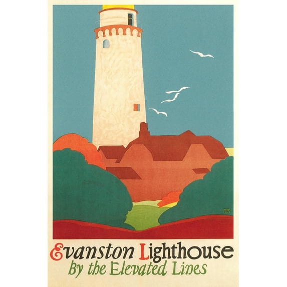 Art.com Evanston Lighthouse Poster Art Print, 24" x 36"