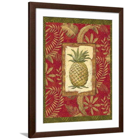 Art.com Exotica Pineapple Art Print by Charlene Audrey, Brown Frame Wall Art, 32" x 40"