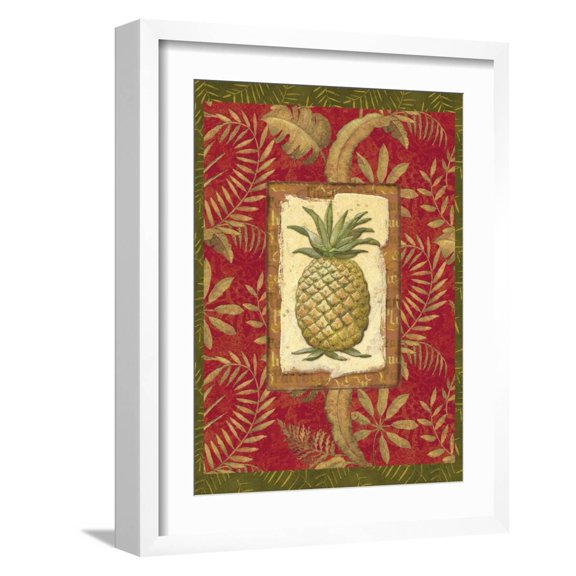 Art.com Exotica Pineapple Art Print by Charlene Audrey, White Frame Wall Art, 17" x 21"