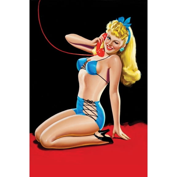 Art.com Eyeful Magazine; Pin Up in Blue Bikini Art Print by Peter Driben, 12" x 18"