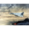 F14 Fighter Flies over Burning Kuwaiti Oil During First Gulf
