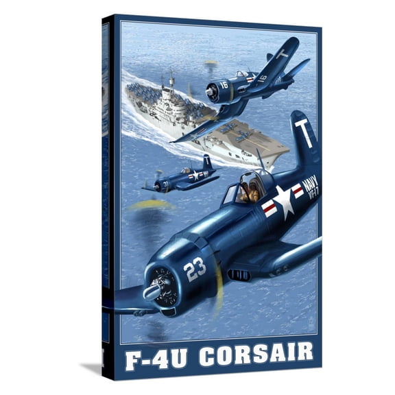 Art.com F-4U Corsair Stretched Canvas Print Wall Art by Lantern Press, 12" x 18"