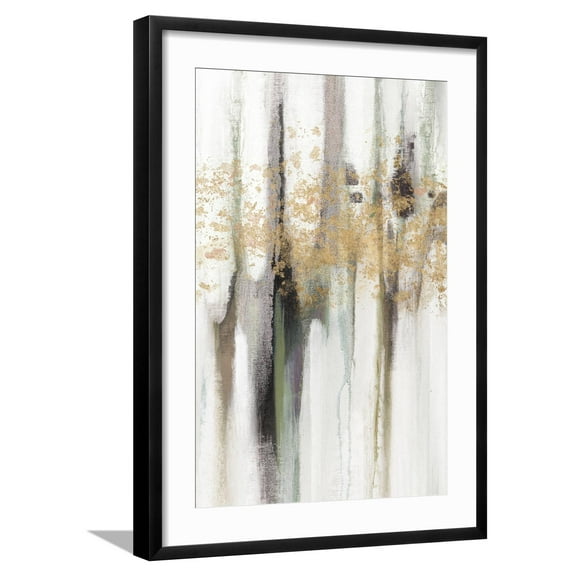 Art.com Falling Gold Leaf I Art Print by Studio W, Black Frame Wall Art, 21" x 29"