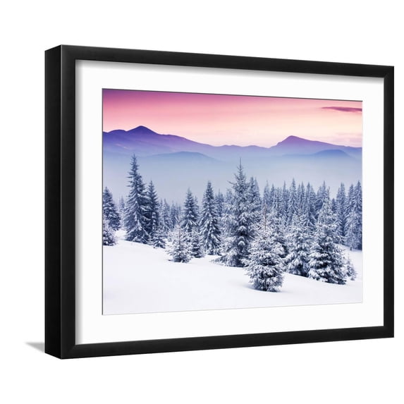 Art.com Fantastic Evening Winter Landscape Photographic Print by Leonid Tit, Black Frame Wall Art, 21" x 17"