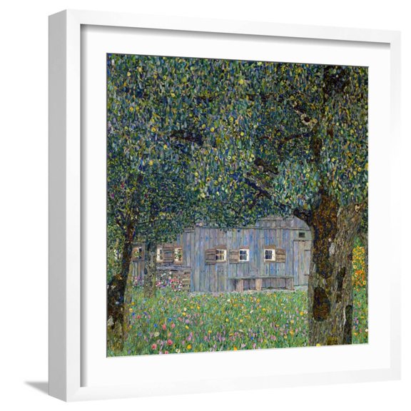 Art.com Farm House in Buchberg, 1911 Giclee Print by Gustav Klimt, White Frame Wall Art, 21" x 21"