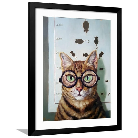 Art.com Feline Eye Exam Art Print by Lucia Heffernan, Black Frame Wall Art, 32" x 40"
