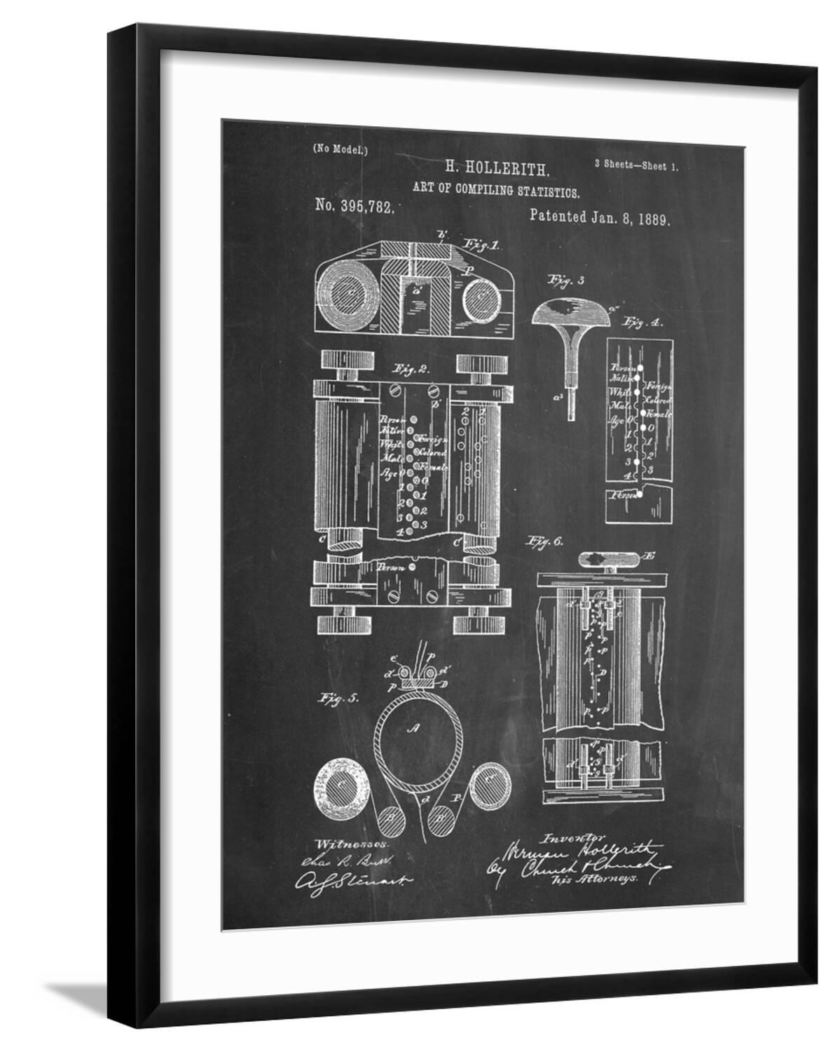 Art.com First Computer Patent 1889 Art Print, Black Frame Wall Art, 23 ...