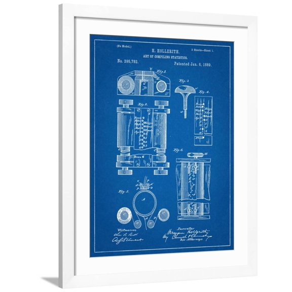 Art.com First Computer Patent 1889 Art Print, White Frame Wall Art, 32" x 40"